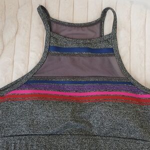 C & C California Gray Striped Sports Bra Med